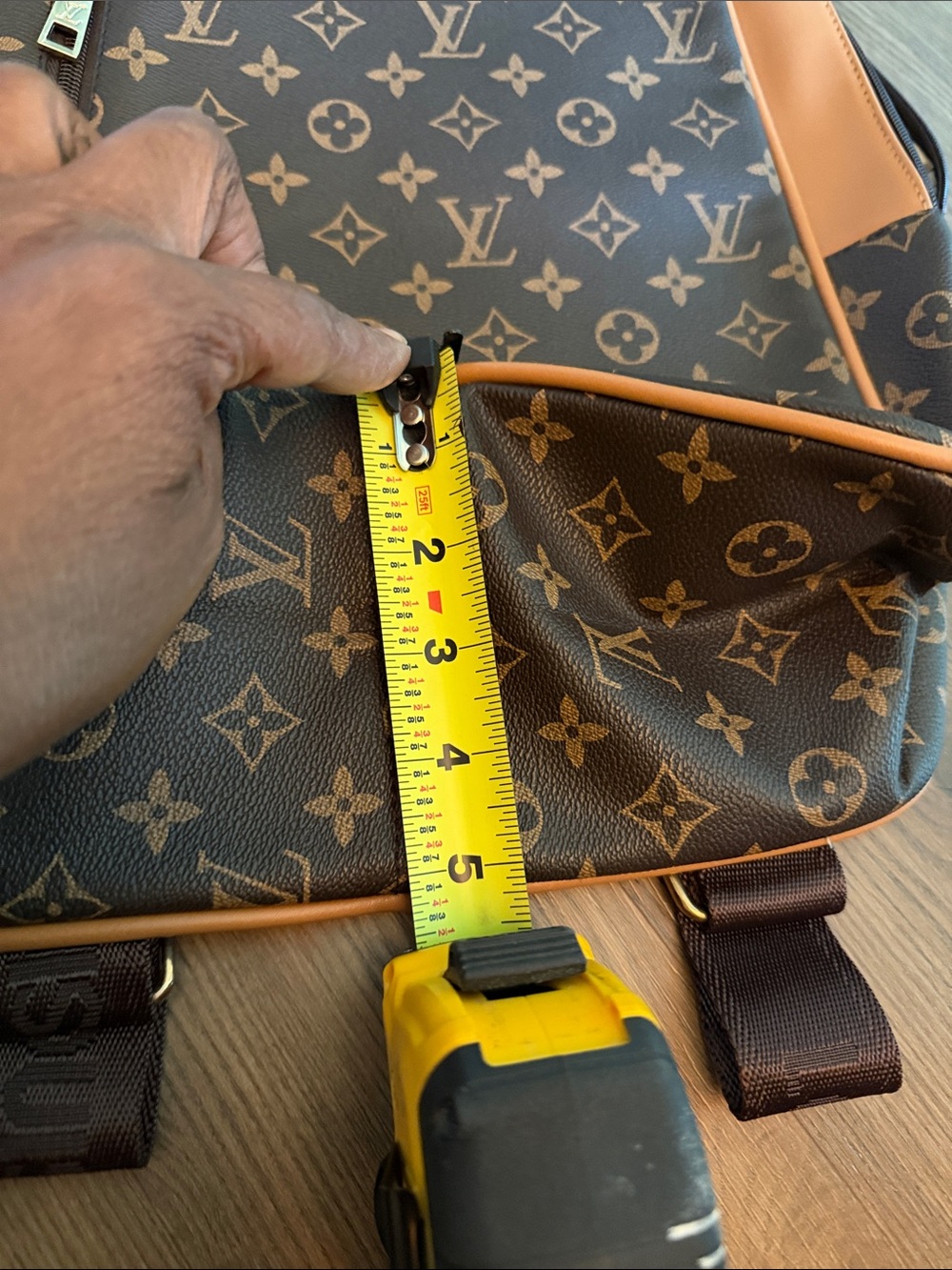 Large Brown Monogram Backpack with Tan Trim - Picture 12 of 13